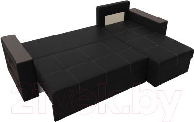 Диван угловой Лига Диванов Дубай лайт правый / 114201 (экокожа черный)