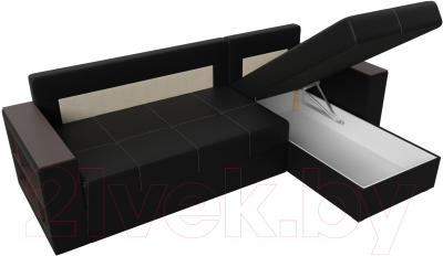 Диван угловой Лига Диванов Дубай лайт правый / 114201 (экокожа черный)