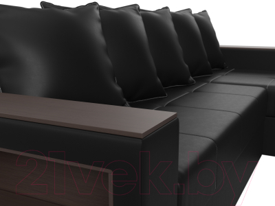 Диван угловой Лига Диванов Дубай лайт правый / 114201 (экокожа черный)
