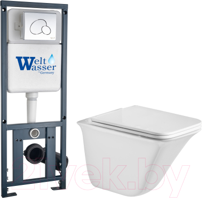 Унитаз подвесной с инсталляцией WeltWasser Marberg 410+ Rotbach 004 GL-WT+ Mar410 RD - фото