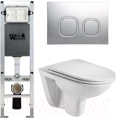 Унитаз подвесной с инсталляцией WeltWasser Amberg 350 ST+ Baarbach 004 GL-WT+ Amberg RD-CR - фото