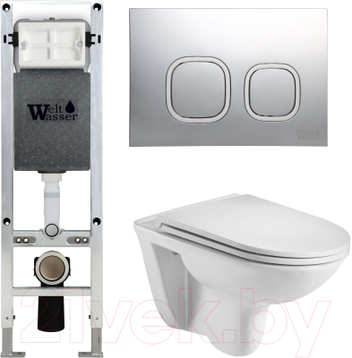 Унитаз подвесной с инсталляцией WeltWasser Amberg 350 ST+ Baarbach 004 GL-WT+ Amberg RD-MT CR - фото