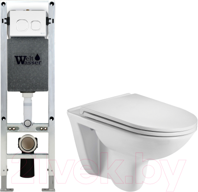 Унитаз подвесной с инсталляцией WeltWasser Amberg 350 ST+ Baarbach 004 GL-WT+ Amberg RD-WT - фото