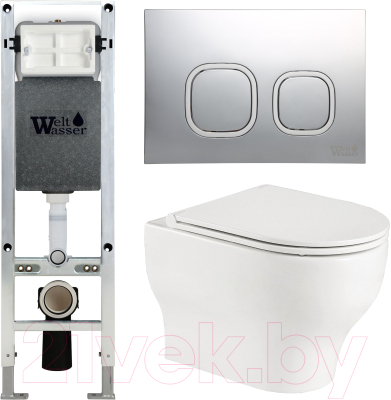 Унитаз подвесной с инсталляцией WeltWasser Amberg 350 ST+ Erlenbach 004 GL-WT+ Amberg RD-MT CR - фото