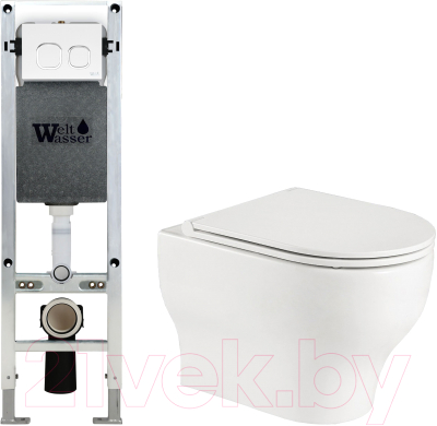 Унитаз подвесной с инсталляцией WeltWasser Amberg 350 ST+ Erlenbach 004 GL-WT+ Amberg RD-WT - фото