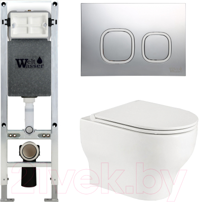 Унитаз подвесной с инсталляцией WeltWasser Amberg 350 ST+ Erlenbach 004 GL-WT+ Amberg RD-CR - фото