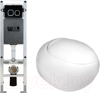 Унитаз подвесной с инсталляцией WeltWasser Amberg 350 ST + Jeckenbach 004 GL-WT + Amberg RD-BL - фото