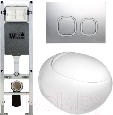 Унитаз подвесной с инсталляцией WeltWasser Amberg 350 ST + Jeckenbach 004 GL-WT + Amberg RD-CR - фото