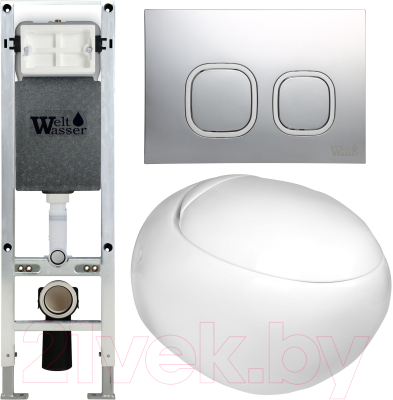 Унитаз подвесной с инсталляцией WeltWasser Amberg 350 ST + Jeckenbach 004 GL-WT + Amberg RD-MR CR - фото