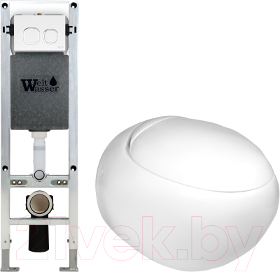 Унитаз подвесной с инсталляцией WeltWasser Amberg 350 ST + Jeckenbach 004 GL-WT + Amberg RD-WT - фото