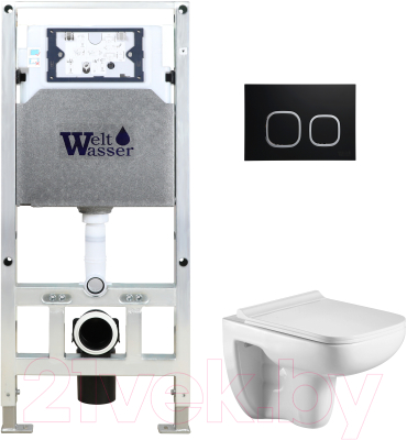 Унитаз подвесной с инсталляцией WeltWasser Amberg 506 ST+ Kehlbach 004 GL-WT+ Amberg RD-BL - фото