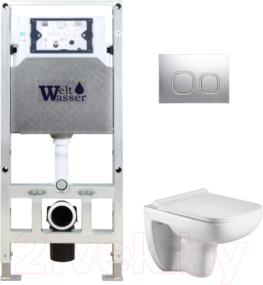 Унитаз подвесной с инсталляцией WeltWasser Amberg 506 ST+ Kehlbach 004 GL-WT+ Amberg RD-CR - фото