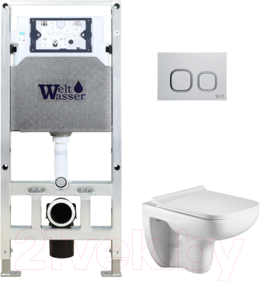 Унитаз подвесной с инсталляцией WeltWasser Amberg 506 ST+ Kehlbach 004 GL-WT+ Amberg RD-WT - фото