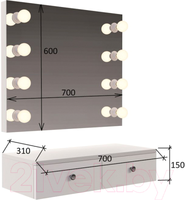 Туалетный столик Мир Мебели SV-31R с подсветкой