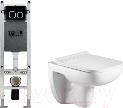 Унитаз подвесной с инсталляцией WeltWasser Amberg 350 ST + Kehlbach 004 GL-WT + Amberg RD-BL - фото