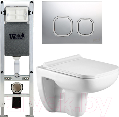 Унитаз подвесной с инсталляцией WeltWasser Amberg 350 ST + Kehlbach 004 GL-WT + Amberg RD-MT CR - фото