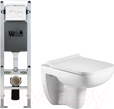 Унитаз подвесной с инсталляцией WeltWasser Amberg 350 ST + Kehlbach 004 GL-WT + Amberg RD-WT - фото