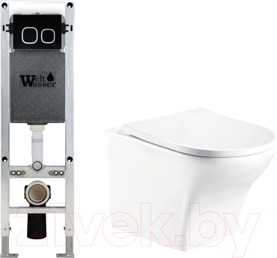 Унитаз подвесной с инсталляцией WeltWasser Amberg 350 ST + Odenbach 004 GL-WT + Amberg RD-BL - фото