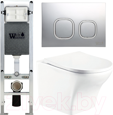 Унитаз подвесной с инсталляцией WeltWasser Amberg 350 ST + Odenbach 004 GL-WT + Amberg RD-MT CR - фото