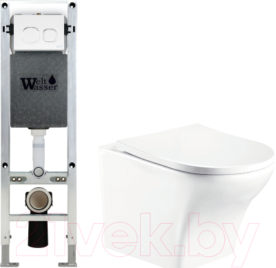 Унитаз подвесной с инсталляцией WeltWasser Amberg 350 ST + Odenbach 004 GL-WT + Amberg RD-WT - фото