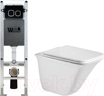 Унитаз подвесной с инсталляцией WeltWasser Amberg 350 ST + Rotbach 004 GL-WT + Amberg RD-BL - фото