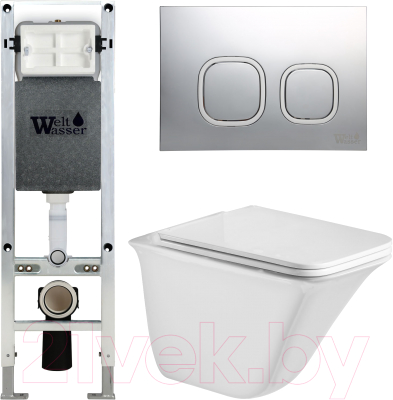 Унитаз подвесной с инсталляцией WeltWasser Amberg 350 ST + Rotbach 004 GL-WT + Amberg RD-CR - фото