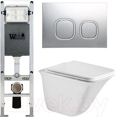 Унитаз подвесной с инсталляцией WeltWasser Amberg 350 ST + Rotbach 004 GL-WT + Amberg RD-MT CR - фото