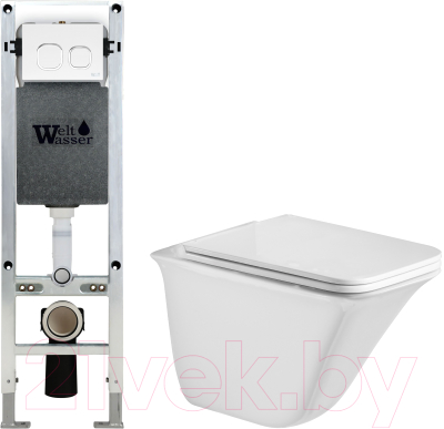 Унитаз подвесной с инсталляцией WeltWasser Amberg 350 ST + Rotbach 004 GL-WT + Amberg RD-WT - фото