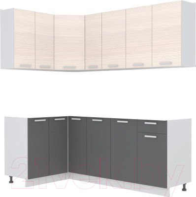 Кухонный гарнитур Интерлиния Мила Лайт 1.2x2.1 без столешницы - фото