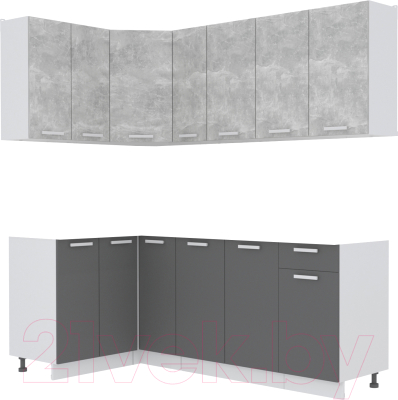 Кухонный гарнитур Интерлиния Мила Лайт 1.2x2.1 без столешницы - фото