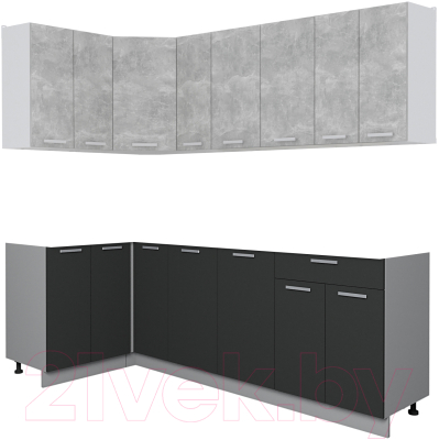 Кухонный гарнитур Интерлиния Мила Лайт 1.2x2.3 без столешницы - фото