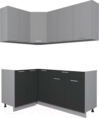 Кухонный гарнитур Интерлиния Мила Лайт 1.2x1.7 без столешницы (серебристый/антрацит) - фото