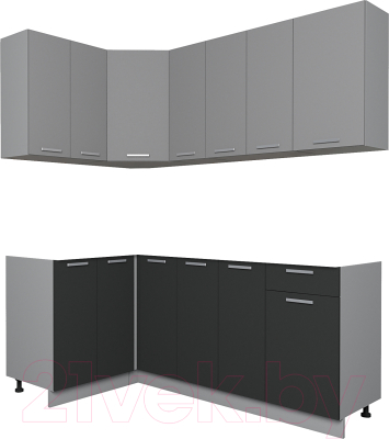 Кухонный гарнитур Интерлиния Мила Лайт 1.2x1.9 без столешницы (серебристый/антрацит) - фото