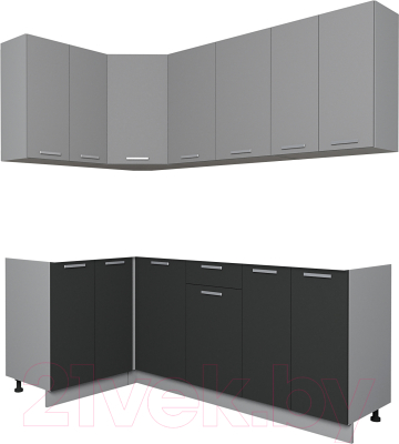 Кухонный гарнитур Интерлиния Мила Лайт 1.2x2.0 без столешницы (серебристый/антрацит) - фото