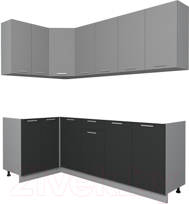 Кухонный гарнитур Интерлиния Мила Лайт 1.2x2.2 без столешницы (серебристый/антрацит) - фото