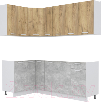 Кухонный гарнитур Интерлиния Мила Лайт 1.2x2.1 без столешницы - фото