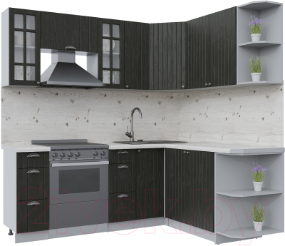 Кухонный гарнитур Интерлиния Берес 1.7x2.1 правая (дуб английский/бискайская сосна) - фото