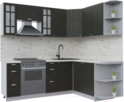 Кухонный гарнитур Интерлиния Берес 1.7x2.2 правая (дуб английский/бискайская сосна) - фото