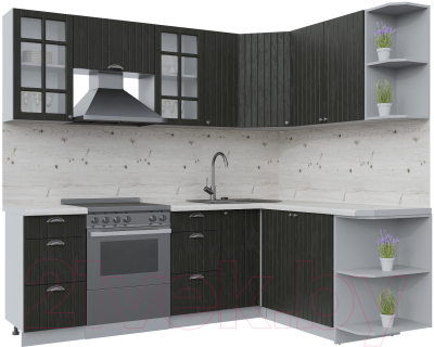 Кухонный гарнитур Интерлиния Берес 1.7x2.3 правая (дуб английский/бискайская сосна) - фото