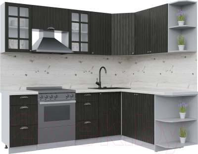 Кухонный гарнитур Интерлиния Берес 1.7x2.4 правая (дуб английский/бискайская сосна) - фото