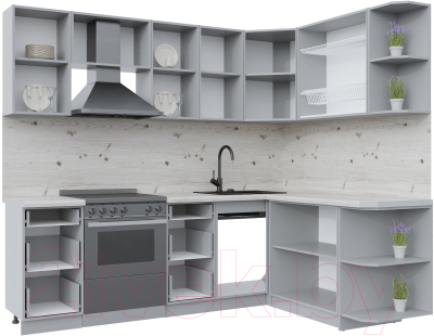 Кухонный гарнитур Интерлиния Берес 1.7x2.4 правая (дуб английский/бискайская сосна)