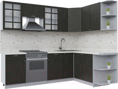 Кухонный гарнитур Интерлиния Берес 1.7x2.5 правая (дуб английский/бискайская сосна) - фото