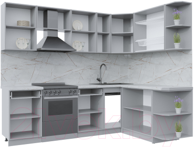 Кухонный гарнитур Интерлиния Берес 1.7x2.5 правая (дуб английский/бискайская сосна)