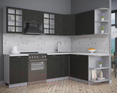 Кухонный гарнитур Интерлиния Берес 1.7x2.5 правая (дуб английский/бискайская сосна)