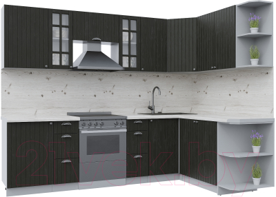 Кухонный гарнитур Интерлиния Берес 1.7x2.7 правая (дуб английский/бискайская сосна) - фото