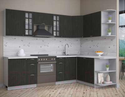 Кухонный гарнитур Интерлиния Берес 1.7x2.7 правая (дуб английский/бискайская сосна)