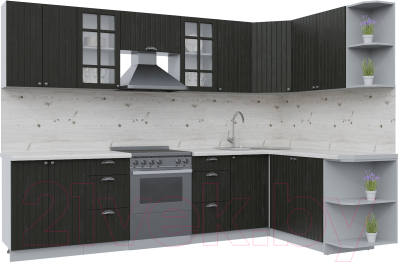 Кухонный гарнитур Интерлиния Берес 1.7x3.0 правая (дуб английский/бискайская сосна) - фото