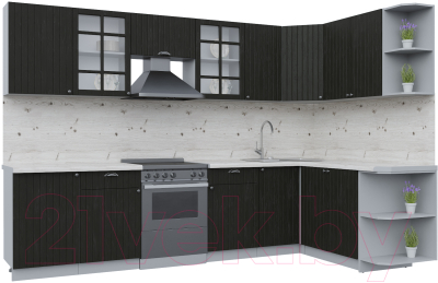 Кухонный гарнитур Интерлиния Берес 1.7x3.1 правая (дуб английский/бискайская сосна) - фото