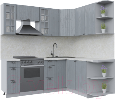 Кухонный гарнитур Интерлиния Берес 1.7x2.1 правая (дуб серый/опал светлый) - фото