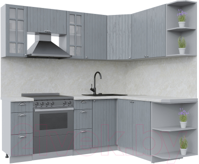 Кухонный гарнитур Интерлиния Берес 1.7x2.2 правая (дуб серый/опал светлый) - фото